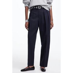 Madewell Pleated Carrot Pants WMNS SZ 00 Black NT741 High Rise Cotton-Wool Blend
